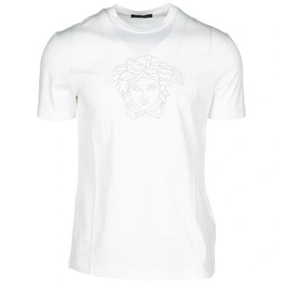 Versace Men's Short Sleeve T-shirt Crew Neckline Jumper In White
