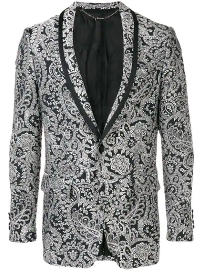 Billionaire Jacquard Button Blazer - Black