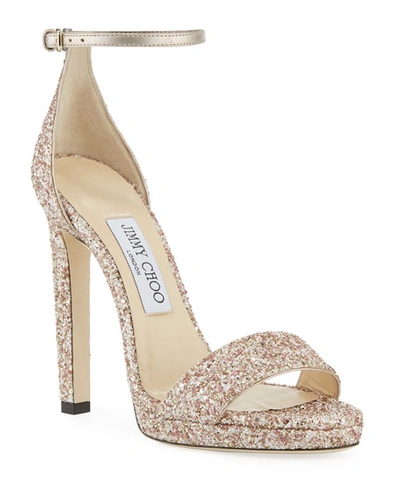 Jimmy Choo Misty Glitter Platform Sandals