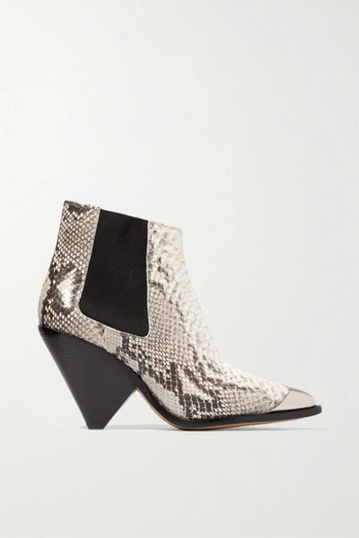 Isabel Marant Lemsey Metal-trimmed Snake-effect Leather Ankle