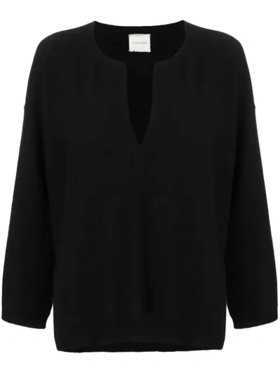 Fine Edge V-neck Sweater In Black
