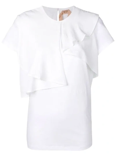 N°21 Ruffle Detail T In White