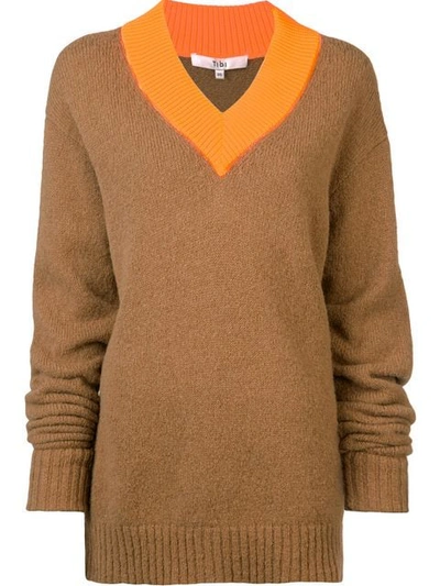 Tibi Loose Fitted Sweater In Brown