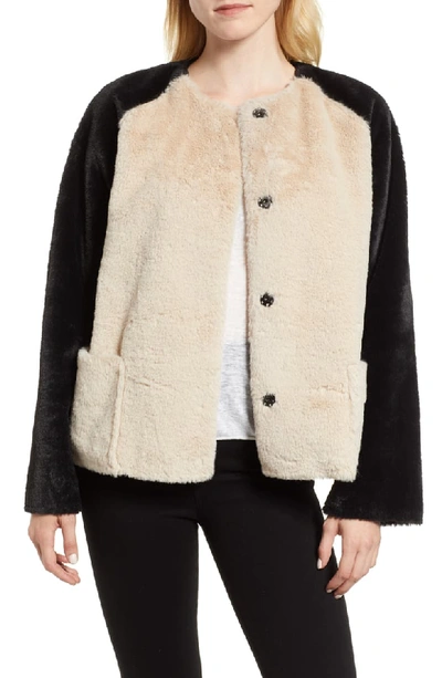 Velvet Ray Colorblock Structured Faux-fur Jacket In Multi