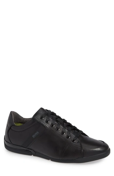 Hugo Boss Saturn Low Top Sneaker In Black/black Leather