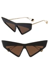 Gucci Crystal Studded Acetate Mask Cat-eye Sunglasses In Black/swarovski W/solid Brown