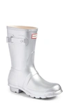 Hunter Original Short Waterproof Rain Boot In Silver