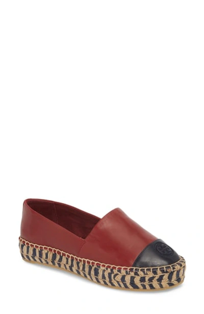 Tory Burch Colorblock Platform Espadrille In Tuscan Wine/tory Navy