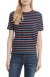 Kule The Modern Stripe Cotton Tee In Navy/ Poppy/ Blue