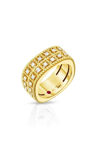 Roberto Coin 18k Yellow Gold Byzantine Barocco Diamond Two-row Ring