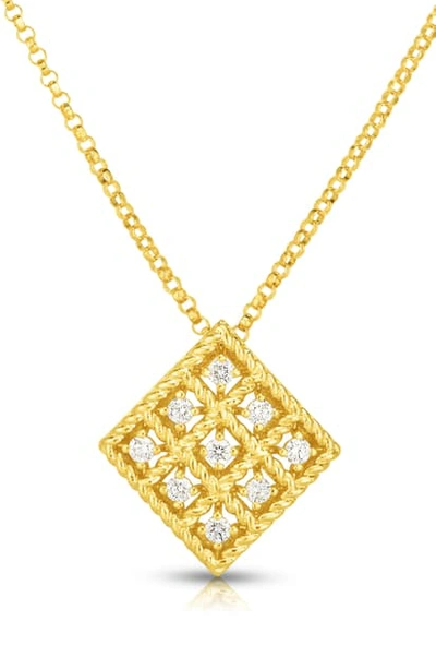 Roberto Coin 18k Yellow Gold Byzantine Barocco Diamond Pendant Necklace, 16