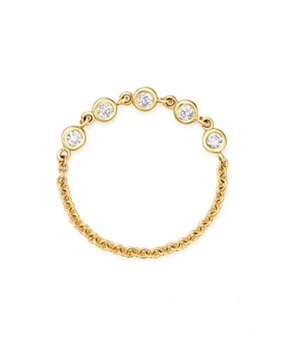 Zoë Chicco 14k Yellow Gold Diamond Chain Ring In White/gold