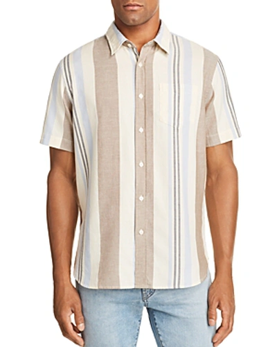 Jachs Ny Variegated-stripe Regular Fit Button-down Shirt In Cream/blue/taupe