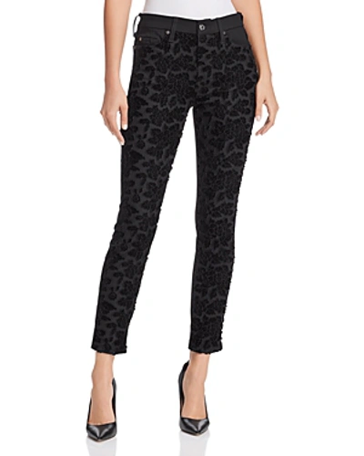 7 For All Mankind Lace-front Ankle Skinny Jeans In B(air) Black In B(air) Black W/ Lace Panel