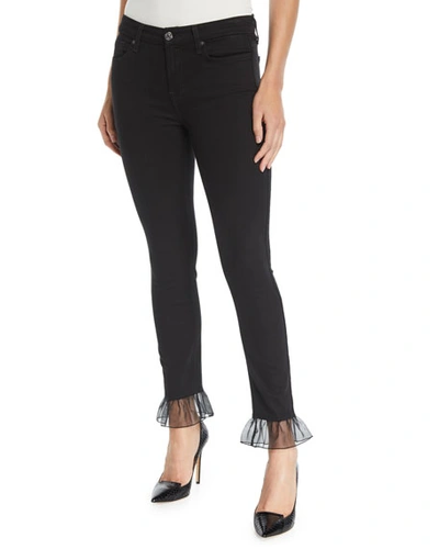 7 For All Mankind Organza-hem Ankle Skinny Jeans In B(air) Black