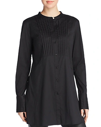 Donna Karan Pintucked Button Down Tunic In Black