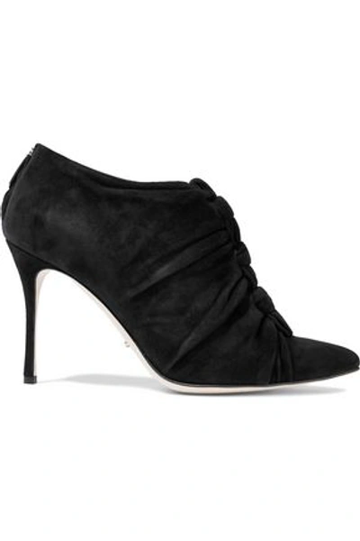 Sergio Rossi Woman Knotted Suede Ankle Boots Black