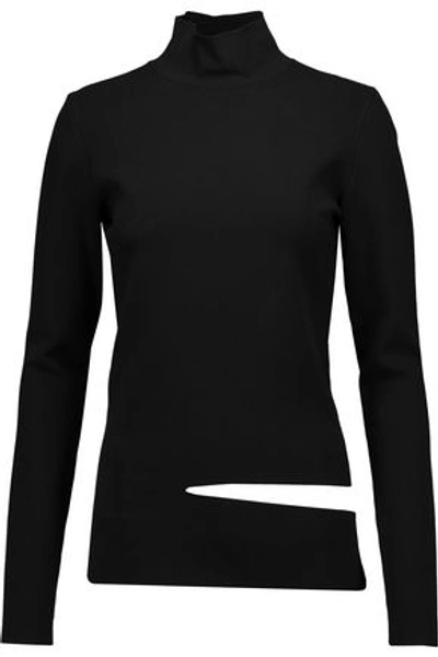 Proenza Schouler Woman Cutout Stretch-knit Turtleneck Top Black