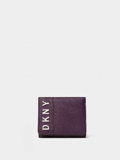 Donna Karan Bedford Trifold Leather Wallet In Brinjal