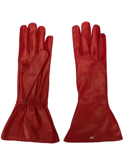 Dolce & Gabbana Leather Gloves In Red