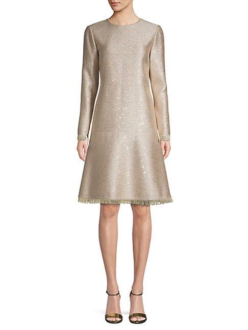 Oscar De La Renta Metallic A-line Dress In Gold | ModeSens