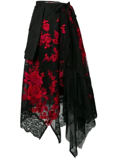 Antonio Marras Asymmetric Layered Skirt In Rosso Nero