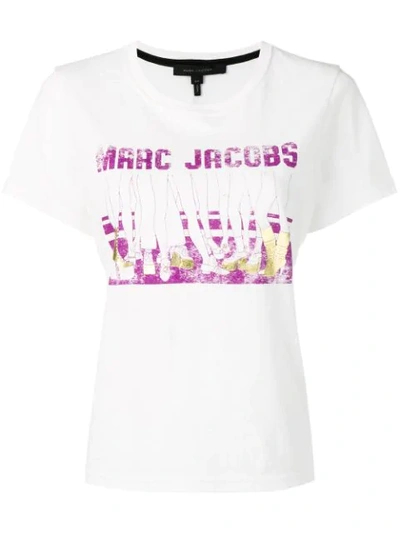 Marc Jacobs Logo Shoe Print T-shirt In White