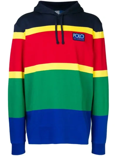 Polo Ralph Lauren Panelled Colour Block Hoodie In Red