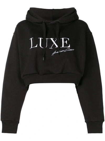 Andrea Crews Luxe Signature Cropped Hoodie - Black