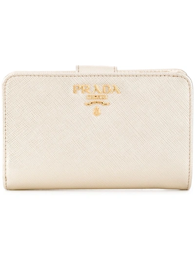 Prada Medium Saffiano Wallet In Gold