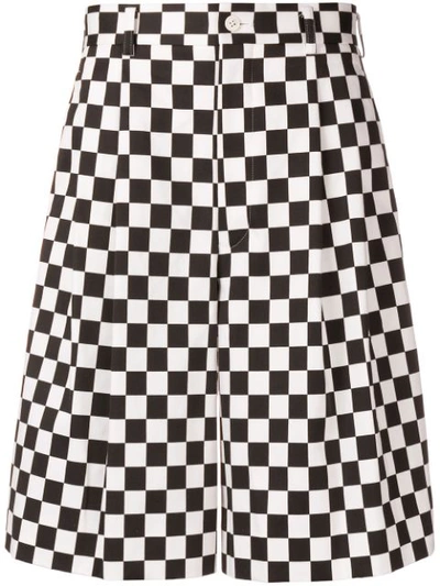 Comme Des Garçons Homme Deux Chequered Pattern Wide Shorts In Black