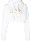 Andrea Crews Luxe Signature Cropped Hoodie - White