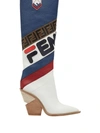 Fendi Red, White And Blue  Mania Cutwalk Logo Boots