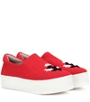 Opening Ceremony 'cici' Floral Embroidered Twill Flatform Skate Slip-ons In Red