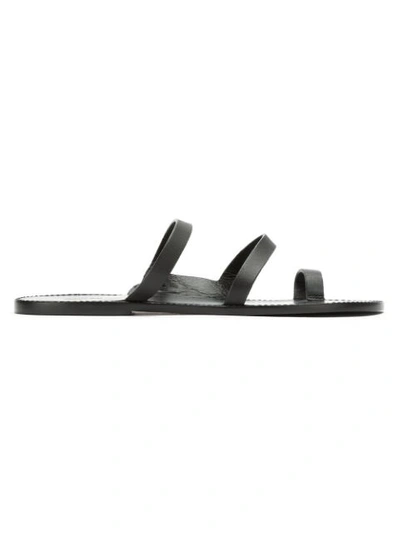 Osklen Leather Flat Sandals In Black