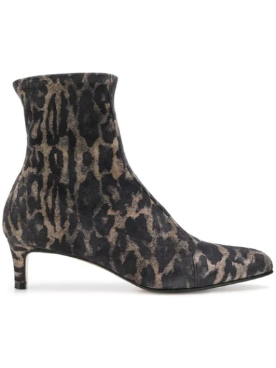 Antonio Barbato Leopard Print Booties - Grey