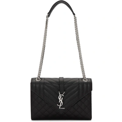 Saint Laurent Small Envelope Calfskin Leather Shoulder Bag In Black