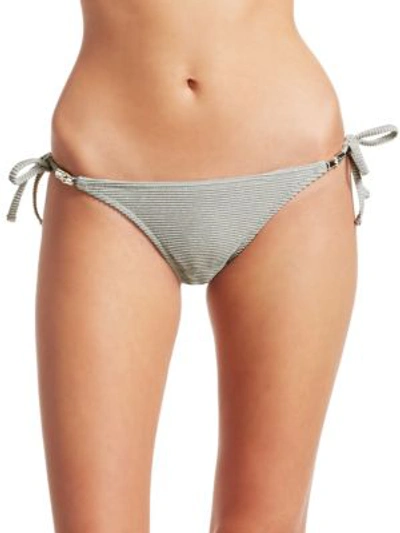 Heidi Klein Ribbed Shimmer Side-tie Bikini Bottoms In Silver