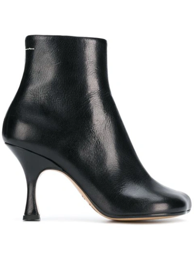 Mm6 Maison Margiela Black Flared Heel Boots In T8013 Black