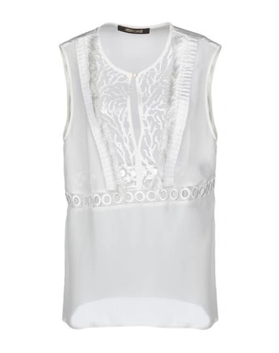 Roberto Cavalli Silk Top In White