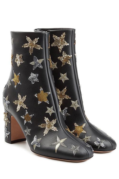 Valentino Garavani Leather Ankle Boots With Embroidery In Multicolored ...
