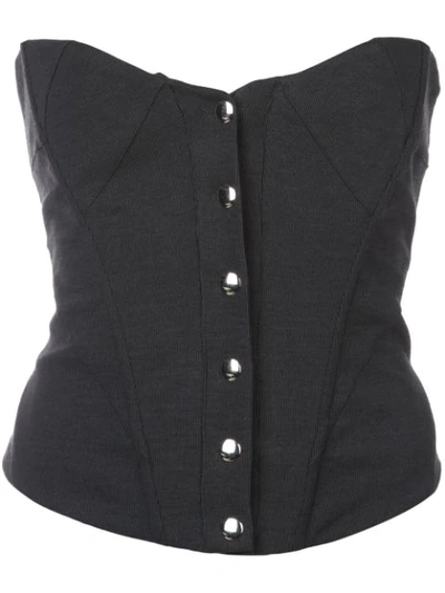 Fleur Du Mal Snap Corset Top In Grey