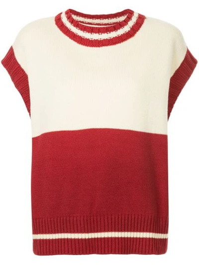 Ader Error Contrasting Knitted Vest - Red