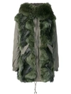 Mr & Mrs Italy Fur-trim Parka Coat In Green