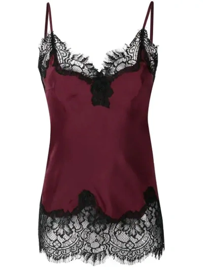Gold Hawk Longline Lace Cami - Red In Red