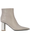 Proenza Schouler Taupe Gray Leather Mirror Heel Boots