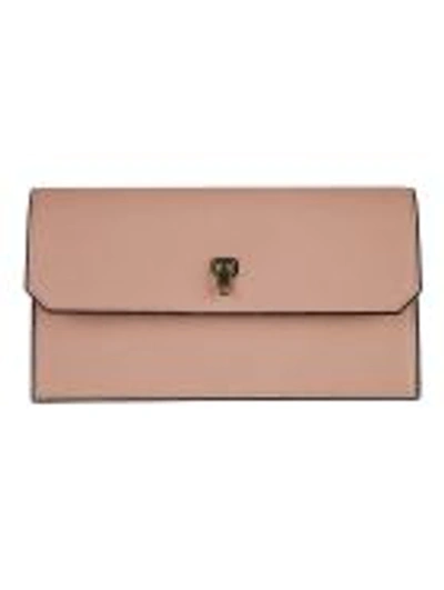 Valextra Foldover Continental Wallet In Dust Pink