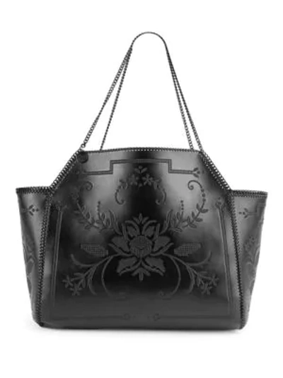 Stella Mccartney Embroidered Reversible Medium Dual Tote Bag In Black