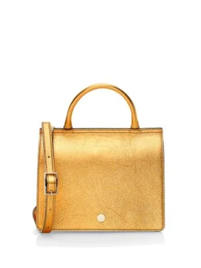 Oad Mini Leather Prism Satchel In Honey Gold