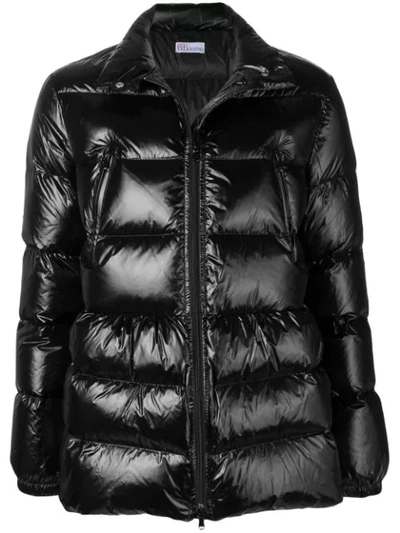 Red Valentino Printed Puffer Jacket In Black